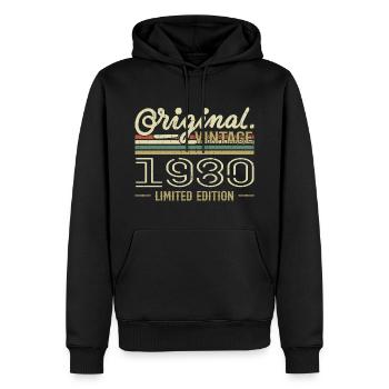 1980 Anniversaire Rétro 1980 Original 1980 Vintage - Sweat à capuche Premium bio Homme - noir - Devant - Nico (187cm)