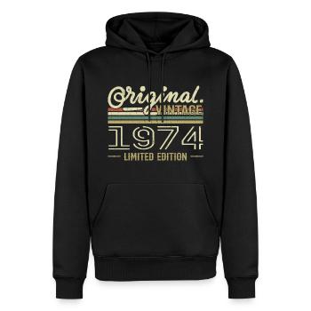 1974 Anniversaire Rétro 1974 Original 1974 Vintage - Sweat à capuche Premium bio Homme - noir - Devant - Nico (187cm)