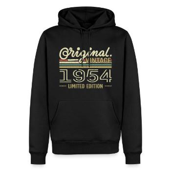 1954 Anniversaire Rétro 1954 Original 1954 Vintage - Sweat à capuche Premium bio Homme - noir - Devant - Nico (187cm)