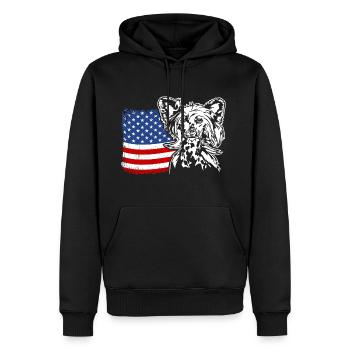 Chien chinois à crête US Amérique drapeau Wilsigns - Sweat à capuche Premium bio Homme - noir - Devant - Nico (187cm)