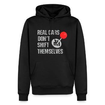 Les vraies voitures ne changent pas de vitesse par elles-mêmes - Sweat à capuche Premium bio Homme - noir - Devant - Nico (187cm)