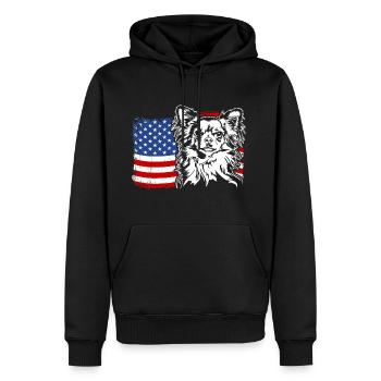 Chihuahua US Amérique Drapeau Chiens Chien Wilsigns - Sweat à capuche Premium bio Homme - noir - Devant - Nico (187cm)