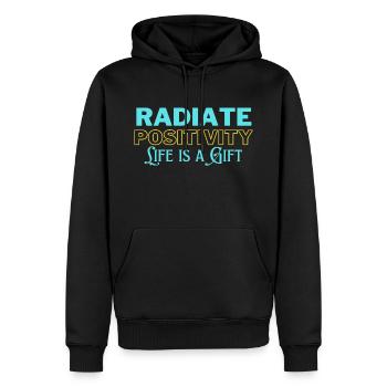 Radiate Positivity, Life is a Gift - Men’s Premium Organic Hoodie - black - Front - Nico (187cm)