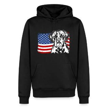 Boxer US Amérique Drapeau Chiens Chien Wilsigns - Sweat à capuche Premium bio Homme - noir - Devant - Nico (187cm)