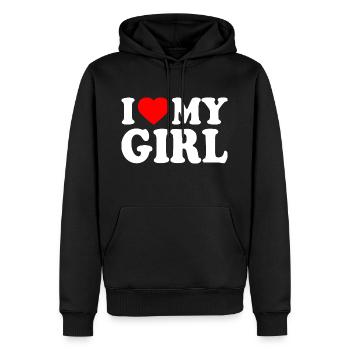I love my girl - Männer Premium Bio Hoodie - Schwarz - Vorne - Nico (187cm)