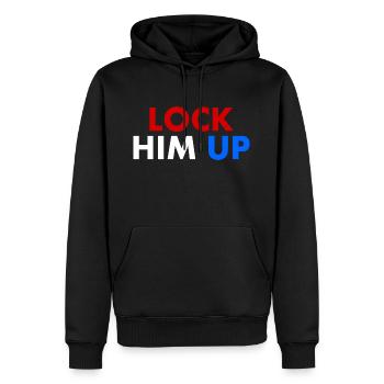 Lock him up - Männer Premium Bio Hoodie - Schwarz - Vorne - Nico (187cm)