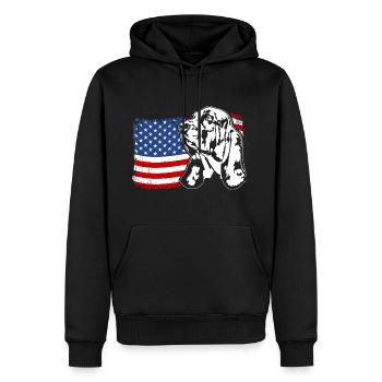 Basset Hound US Amerika Fahne Hunde Wilsigns - Männer Premium Bio Hoodie - Schwarz - Vorne - Nico (187cm)