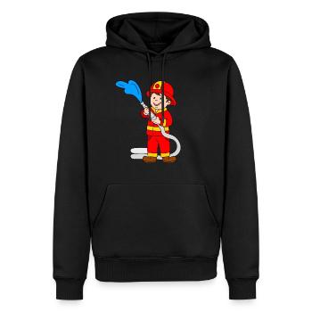 Pompier - Sweat à capuche Premium bio Homme - noir - Devant - Nico (187cm)