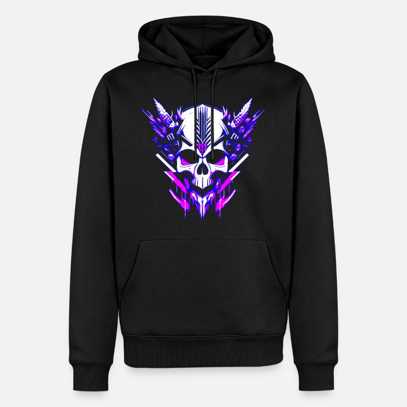Cyber Crâne - Sweat à capuche Premium bio Homme - noir
