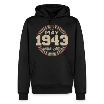Mai 1943 Vintage Nées En Mai 1943 Anniversaire - Sweat à capuche Premium bio Homme - noir - Devant - Nico (187cm)