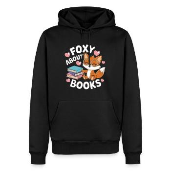 Süßer Fuchs mit Bücher lustiger Spruch - Männer Premium Bio Hoodie - Schwarz - Vorne - Nico (187cm)