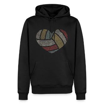 Volley-ball Rétro Coeur Saint Valentin Empreinte digitale - Sweat à capuche Premium bio Homme - noir - Devant - Nico (187cm)