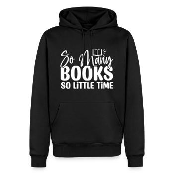 Tant de livres si peu de temps - Sweat à capuche Premium bio Homme - noir - Devant - Nico (187cm)