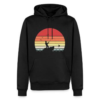 Angler Sonne Boot Retro Vintage Fisch Geschenk - Männer Premium Bio Hoodie - Schwarz - Vorne - Nico (187cm)