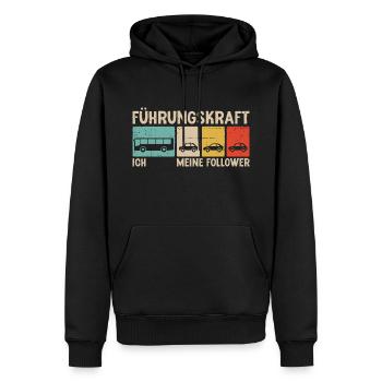 Busfahrer Linienbus Führungskraft Follower Bus - Männer Premium Bio Hoodie - Schwarz - Vorne - Nico (187cm)