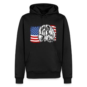 Cavalier King Charles Spaniel Drapeau de l’Amérique des États-Unis - Sweat à capuche Premium bio Homme - noir - Devant - Nico (187cm)