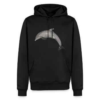 Dolphin - Men’s Premium Organic Hoodie - black - Front - Nico (187cm)