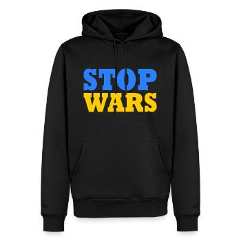 Stop war - Männer Premium Bio Hoodie - Schwarz - Vorne - Nico (187cm)