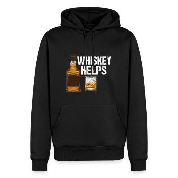 Le whisky aide - l'alcool - Sweat à capuche Premium bio Homme - noir - Devant - Nico (187cm)
