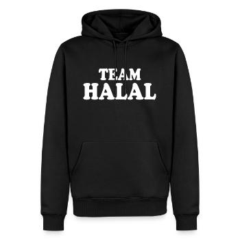 Team halal - Männer Premium Bio Hoodie - Schwarz - Vorne - Nico (187cm)