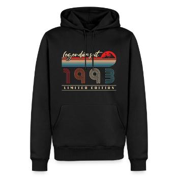 Geboren 1993 Baujahr Vintage Geburtstag - Männer Premium Bio Hoodie - Schwarz - Vorne - Nico (187cm)