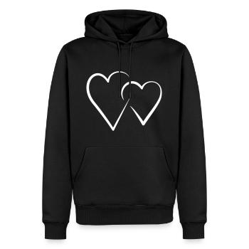 à double coeur - Sweat à capuche Premium bio Homme - noir - Devant - Nico (187cm)