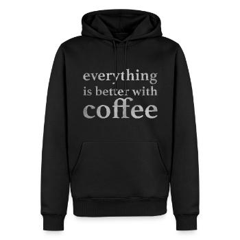 tout va mieux avec le café - Sweat à capuche Premium bio Homme - noir - Devant - Nico (187cm)