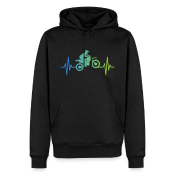 Motocross Herzschlag Supermoto Motorrad Motorsport - Männer Premium Bio Hoodie - Schwarz - Vorne - Nico (187cm)