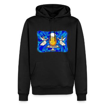 The Church is my religion - international Pub - Männer Premium Bio Hoodie - Schwarz - Vorne - Nico (187cm)