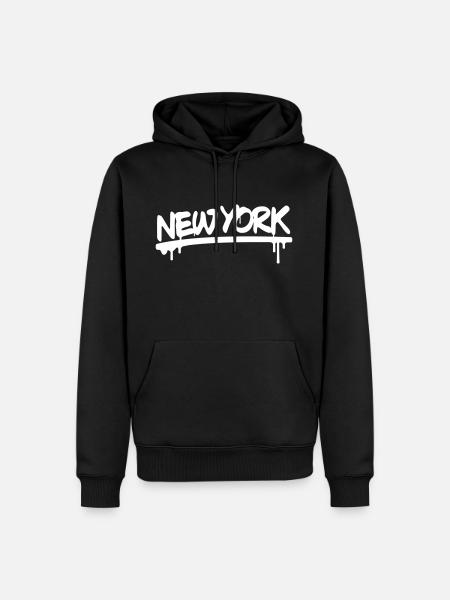 NEW YORK - Sweat à capuche Premium bio Homme - noir