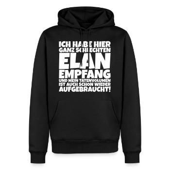 Ich habe hier ganz schlechten Elan Empfang - Männer Premium Bio Hoodie - Schwarz - Vorne - Nico (187cm)