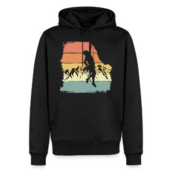 Escalade rétro vintage - Sweat à capuche Premium bio Homme - noir - Devant - Nico (187cm)