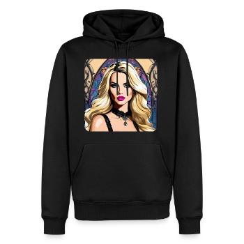 Cooles buntes Girl mit pinken Lippen - Männer Premium Bio Hoodie - Schwarz - Vorne - Nico (187cm)