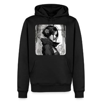 Mystérieuse femme asiatique gothique - Sweat à capuche Premium bio Homme - noir - Devant - Nico (187cm)