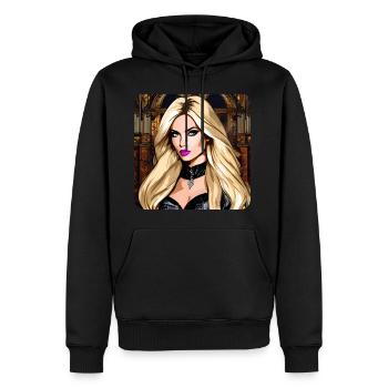 Fille colorée cool avec la bouche rose - Sweat à capuche Premium bio Homme - noir - Devant - Nico (187cm)
