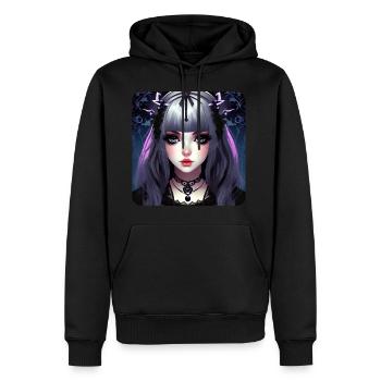 Mignonne fille d’anime gothique - Sweat à capuche Premium bio Homme - noir - Devant - Nico (187cm)
