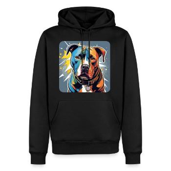 Chien Pitbull cool - Sweat à capuche Premium bio Homme - noir - Devant - Nico (187cm)