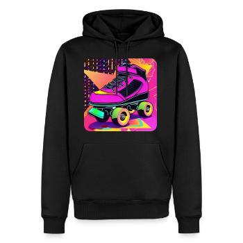 Patins à roulettes Disco colorés dans un style rétro - Sweat à capuche Premium bio Homme - noir - Devant - Nico (187cm)