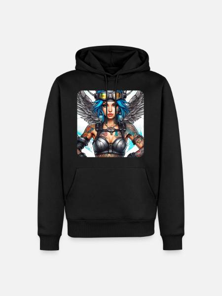 Cooler Cyberpunk Engel mit Kopfhörer - Männer Premium Bio Hoodie - Schwarz