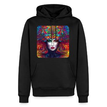 Cooles buntes Psychedelisches Motiv Frau - Männer Premium Bio Hoodie - Schwarz - Vorne - Nico (187cm)