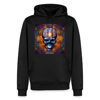 Cooler bunter Psychedelischer Totenkopf - Männer Premium Bio Hoodie - Schwarz - Vorne - Nico (187cm)