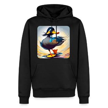 Canard drôle et spirituel - Sweat à capuche Premium bio Homme - noir - Devant - Nico (187cm)