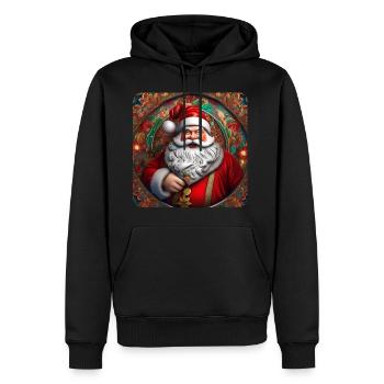 Père Noël drôle et drôle - Sweat à capuche Premium bio Homme - noir - Devant - Nico (187cm)