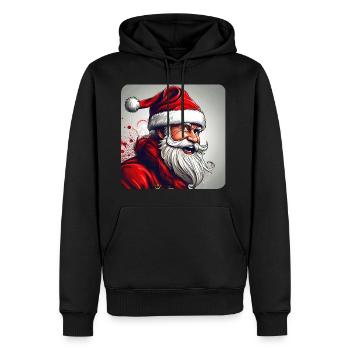 Père Noël fou - Sweat à capuche Premium bio Homme - noir - Devant - Nico (187cm)