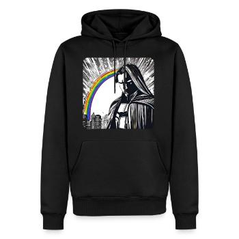 L’homme et l’arc-en-ciel - Sweat à capuche Premium bio Homme - noir - Devant - Nico (187cm)