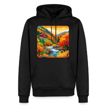 Bunte Herbstlandschaft - Männer Premium Bio Hoodie - Schwarz - Vorne - Nico (187cm)