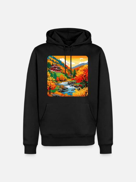 Bunte Herbstlandschaft - Männer Premium Bio Hoodie - Schwarz