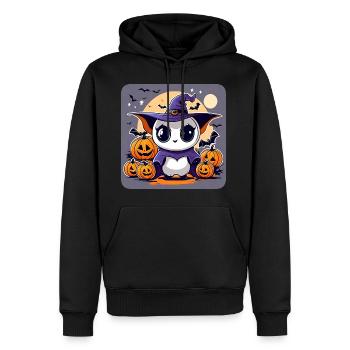 Mignon monstre d’Halloween avec des citrouilles - Sweat à capuche Premium bio Homme - noir - Devant - Nico (187cm)