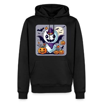 Mignon monstre d’Halloween avec des citrouilles - Sweat à capuche Premium bio Homme - noir - Devant - Nico (187cm)