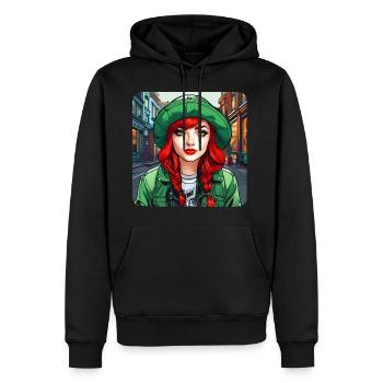 Cooles irisches rothaariges Mädchen - Männer Premium Bio Hoodie - Schwarz - Vorne - Nico (187cm)